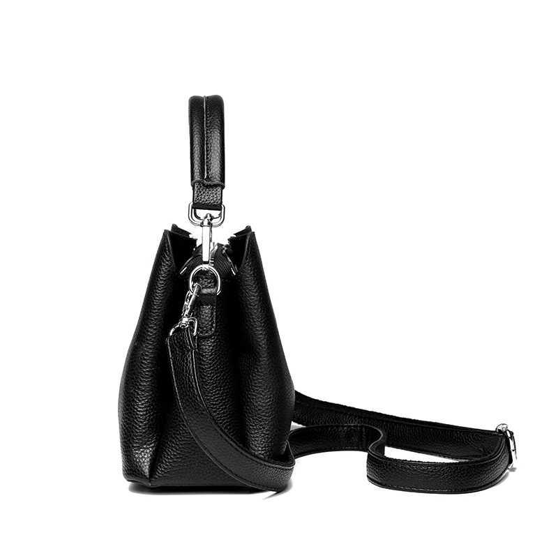 100 cowhide Bag Casual Women Hobos Handbags Bucket Bags New Womens Fashion Handbags Solid Color Leather Shoulder wallet H260306