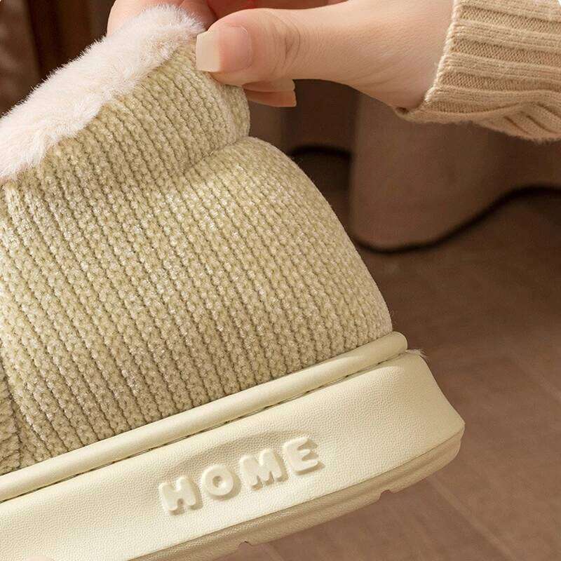 Litfun Winter Plush Lining Slippers For Women Anti-slip Platform House Slides Leisure Snow Boots Fluffy Warm Cozy Cotton Shoes