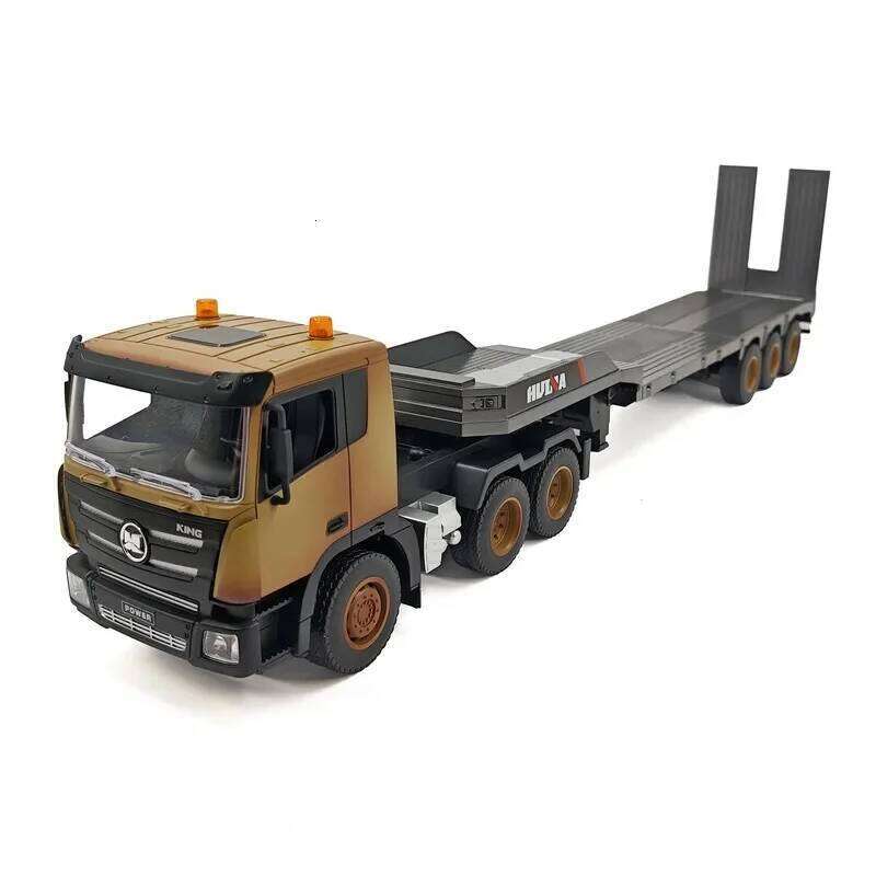 Delin 1318 Nine Channel RC Toy Car Model - Remote Control Flatbed Trailer Simulation Engineering Vehicle for Kids C260305