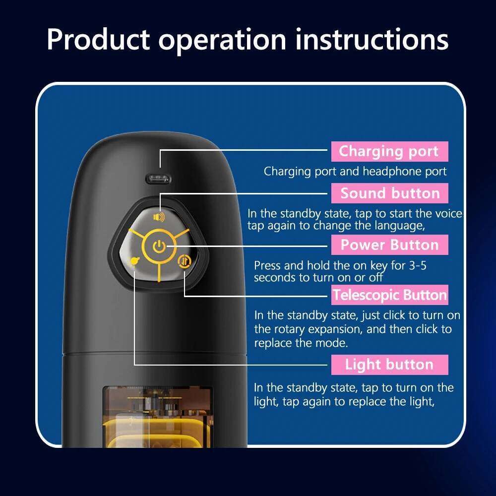 Automatic Male Masturbator Cup Hands Free Electric Penis Pump Visual with 10 Thrusting & Rotating Toys for Men Sex Machine W260305