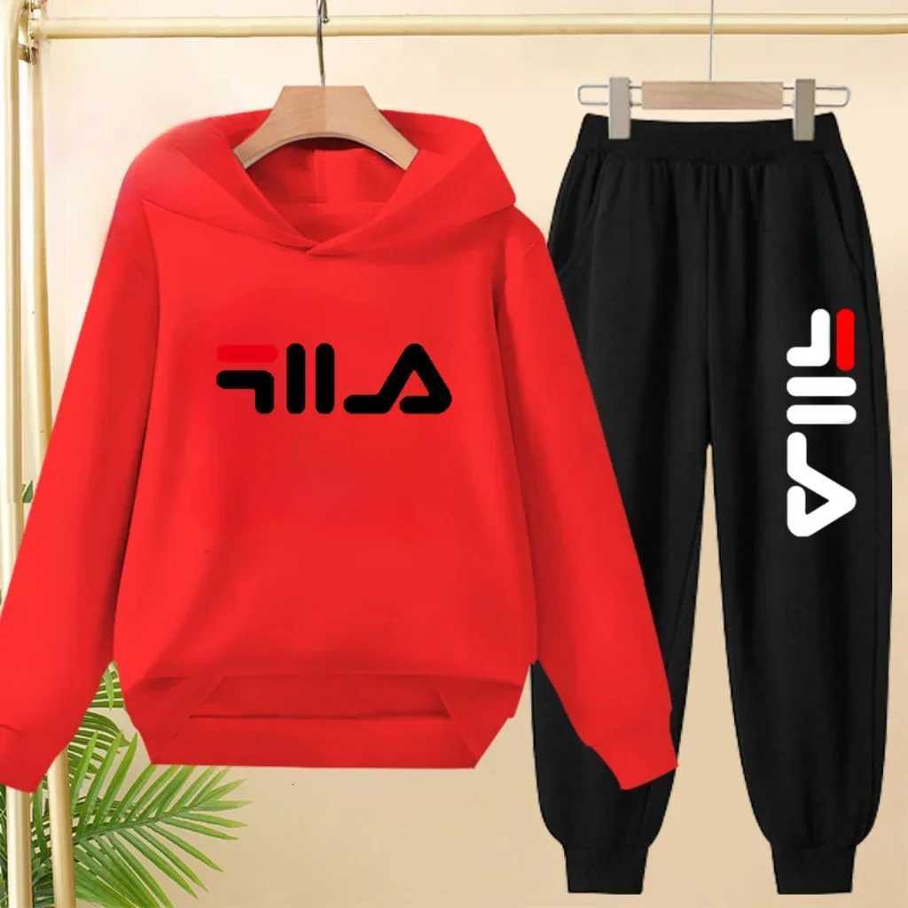 Kids Tracksuits 2Pcs, 2025 Best-selling Brand Print Hoodie & Pants Set, Boys & Girls Warm Casual Sportswear for Autumn Winter Daily OutdoorT260306