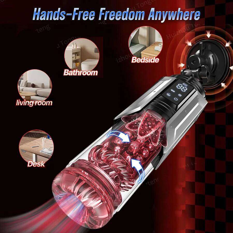 Automatic Male Masturbator Stroker with 7 Sucking Thrusting Rotating Licking Adult Pocket Pussy Mens Toy Blowjob Sex Machine W260305