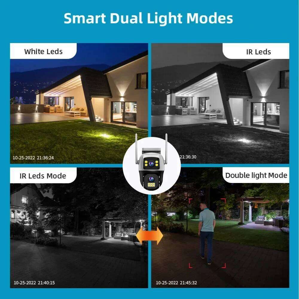 RDV V380 Pro 8MP WIFI/4G PTZ Outdoor Screen AI Human Detection Dual Lenses Security Protection IP Camera Two-way Audio 26W0306