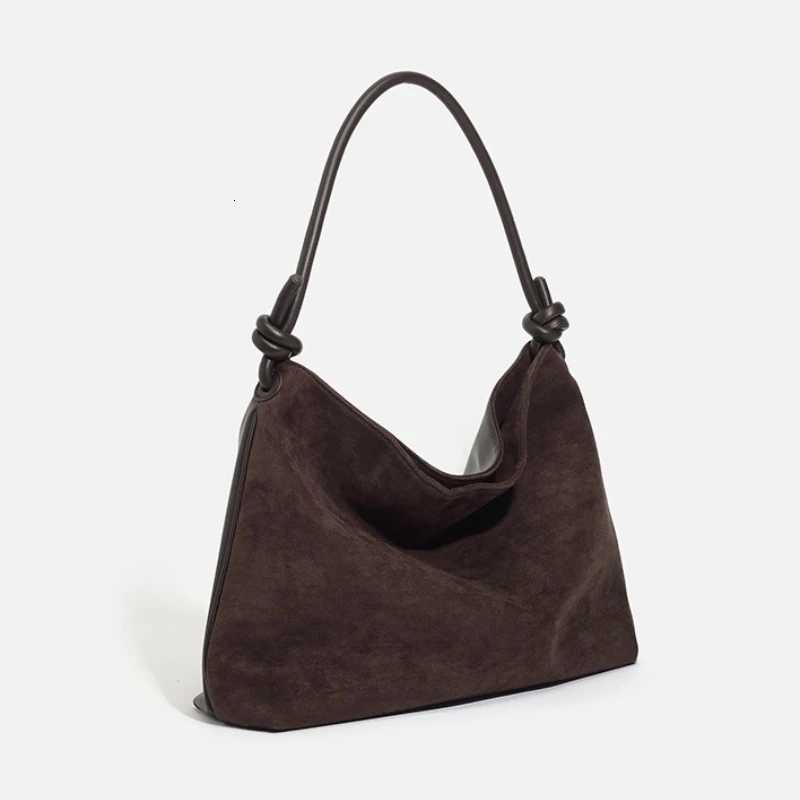 Womens Winter Large Capacity Suede Leather Shoulder Bag Solid Color Simple Leisure Commuter Soft Matte Versatile Handbag H260306