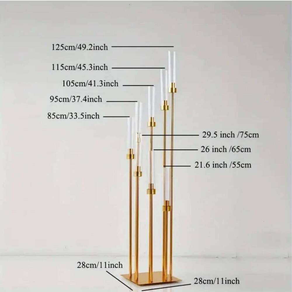 Elegant 1-piece Gold Metal 8-arm Candle Holder -A Tall Wedding Centerpiece, Multifunctional Dining Table Decoration, Suitable Fo XJ260305