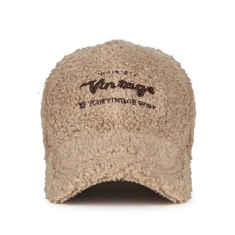 Winter New Lamb Fleece Warm Men Solid Embroidered Letter Baseball Cap Korean Elegant Look Smaller Face Peaked Hat Women Y260304