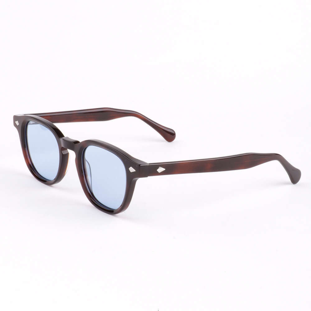 New Fashionable Cross-Border European And American Polarized For Men, Retro Acetate Sunglasses, UV Protection Round Frame Sunglasses High-Quality