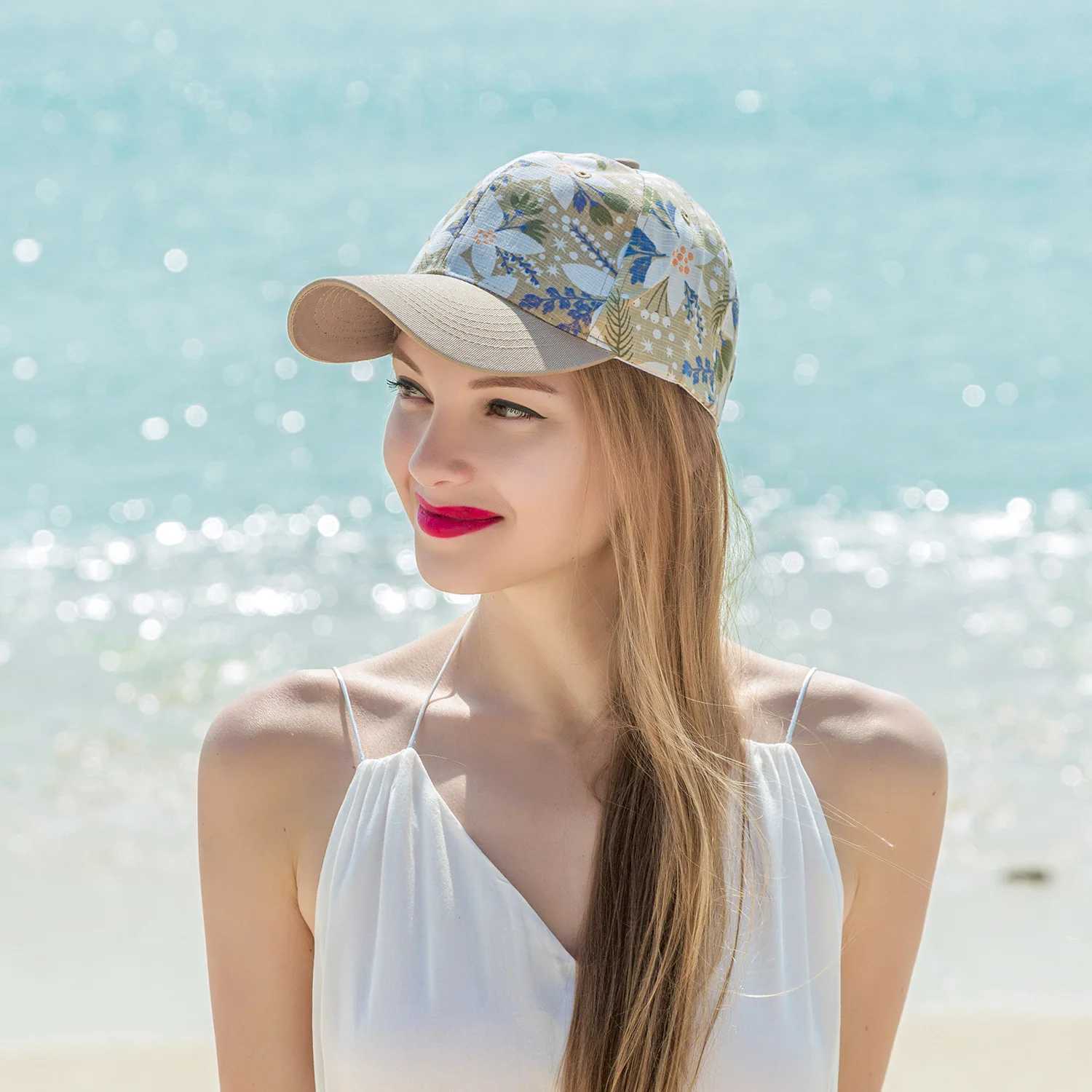 Fashion Floral Baseball Hat for Women Summer Cotton Breathable Peaked Duck Tongue Cap Girls SUnshade Outdoor Hat S260306