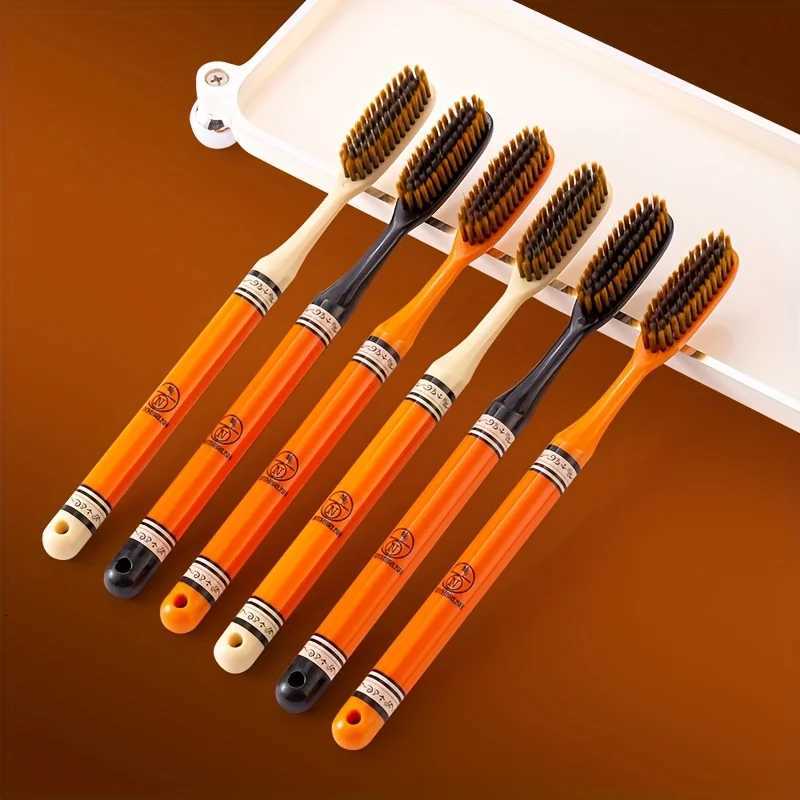 This 6-pack of luxury long-head adult toothbrushes with soft bristles is ideal for couple's home use and daily oral care.T260306