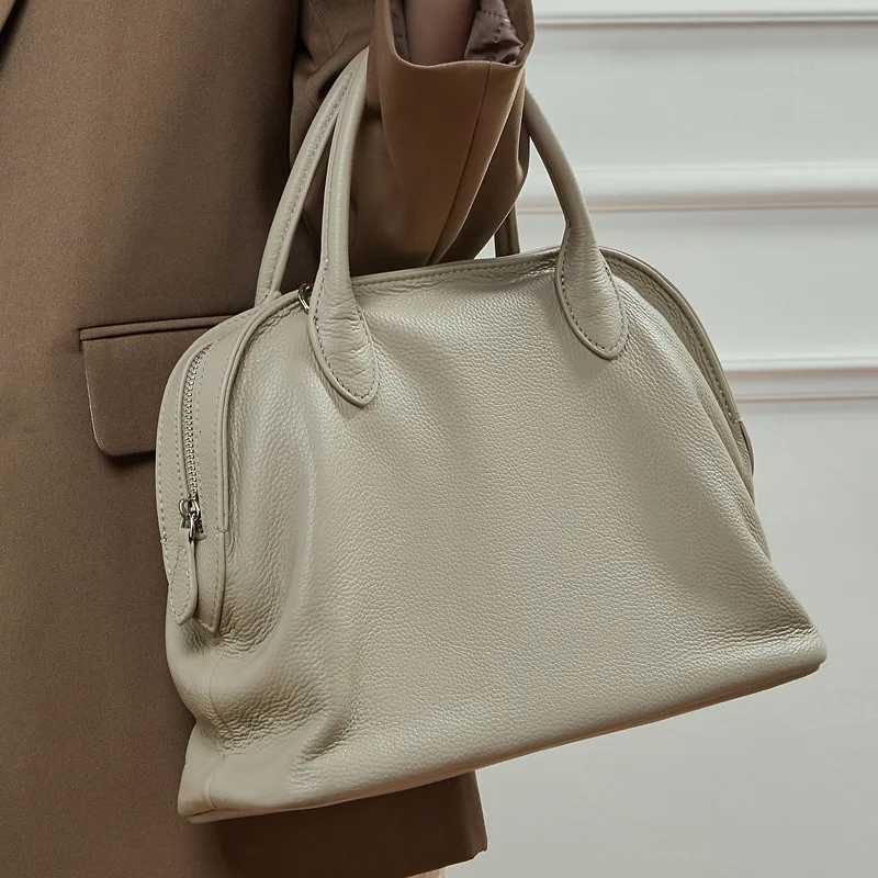 Vintage 100 Genuine leather Shell Bag Versatile Large Capacity Top Handle Handbag Designer Shoulder Bag Crossbody Bags H260306