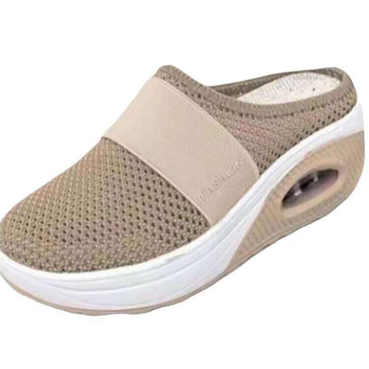 Slip-On Women'S Walking Sandals,Breathable Mesh Casual Breathable With Arch Support Knit Shoes Thickened Soft Sole