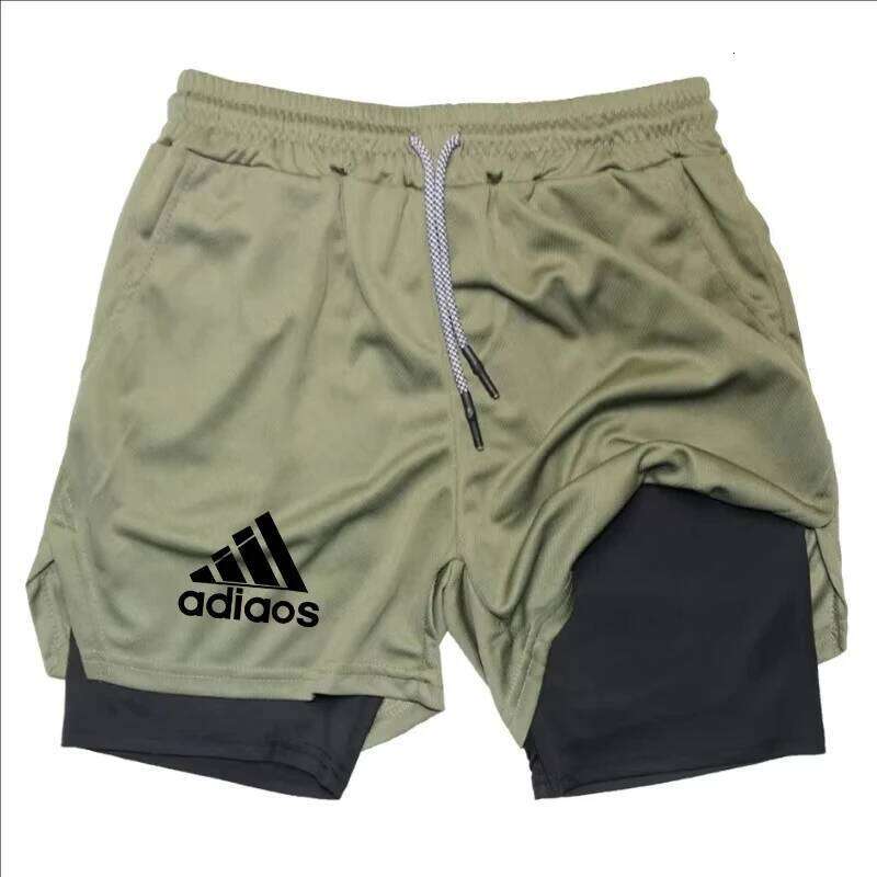 Men'S Compression Summer Gym Fitness Running Training Sports Two-In-One Mesh Breathable Quick-Drying Shorts