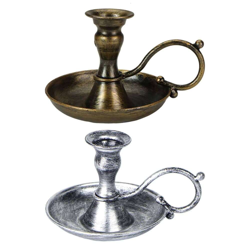Retro Handheld Holder, Table Candlelight Stand Desk Romantic Candelabra Metal Candlestick for Anniversary Holiday XJ260305