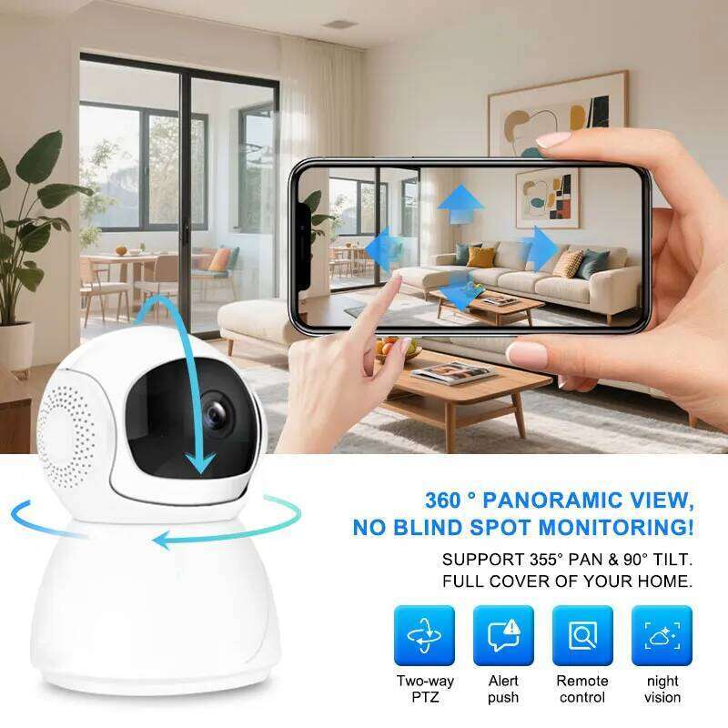 4K HD 2MP WiFi Smart Home Two-Way Voice AI Detection Auto-Tracking Security Baby Monitor Indoor Wireless IP Surveillance Camera 26W0306