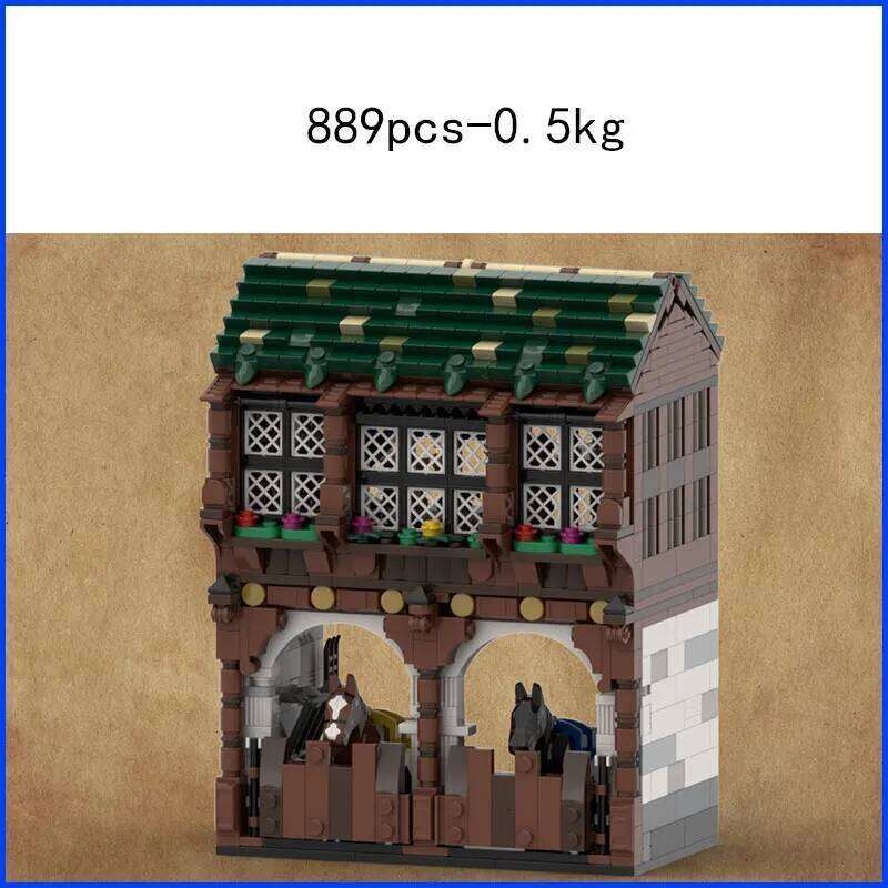 Spot MOC-84176 medieval castle 162199 tavern stable particle assembly blocks small farmhouse building toys Z260306
