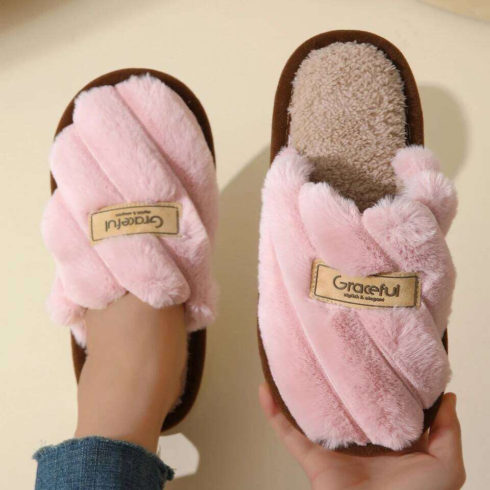 Winter Warm Plush Women Non Slip Soft Comfort Flat Heel Indoor Bedroom Couple's Slippers for Home Shoes
