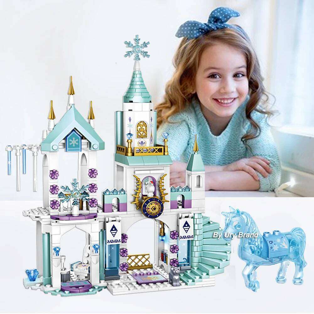 Friends Princess Luxury Ice Castles Playground House Movies Winter Snow Horse Figures Building Blocks Set Toy for Girls DIY Gift Z260305