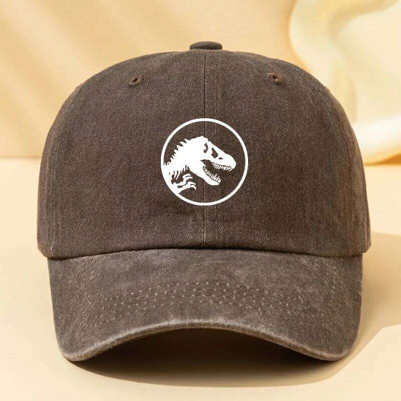 Dinosaur print retro baseball cap, sports leisure hat suitable for outdoor sports, camping, festivals, parties and gifts Y260304