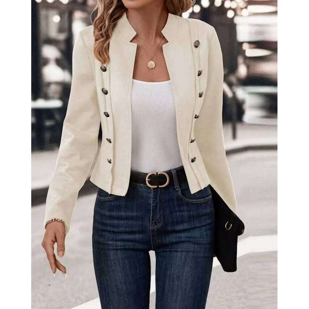 Womens Faux Suede Open Front Jacket Coat Double-Breasted Buttons Casual Outerwear