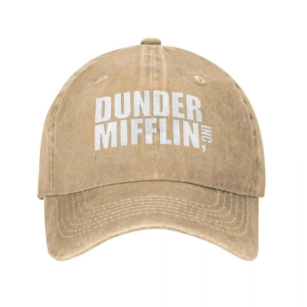 Classic Dunder Mifflin Logo Baseball Caps Men Women Distressed Denim Washed Sun The Office Travel Adjustable Hats Cap Y260304