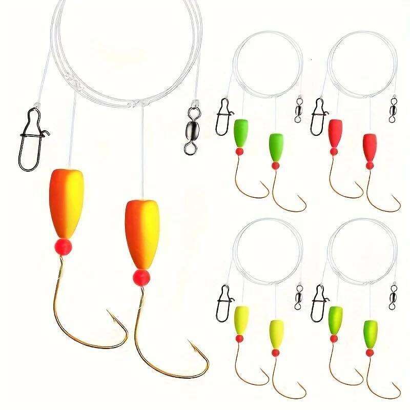 3pcs Pompano with Snell Floats Saltwater Live Bait Rigs Circle Hooks Beach Surf Fishing Rig S260305