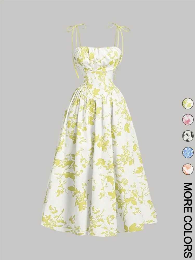 New Womens Print Spaghetti Strap Dress Summer Fashion Elegant Casual Office Party Casual Dresses For Women Robe Femme Vestidos X260306