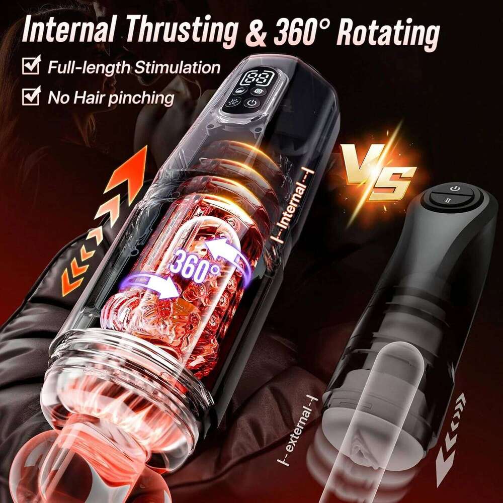 Automatic Thrusting Rotation Male Masturbator AI Sync Machine Vagina Masturbation Pocket Pussy LCD Display Sex Toys for Men W260305