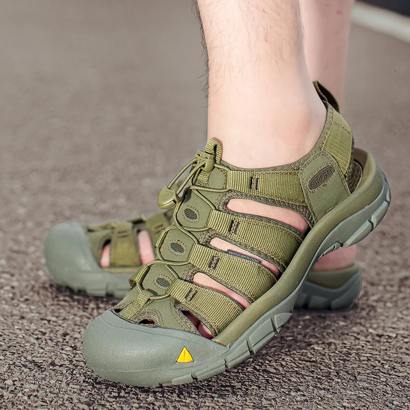 Fashion Mens Casual Mesh Outdoor Beach Sandals Light Breathable Shoe for Men Anti-slip Waterproof Sandal Man Comfortable Shoes 260227