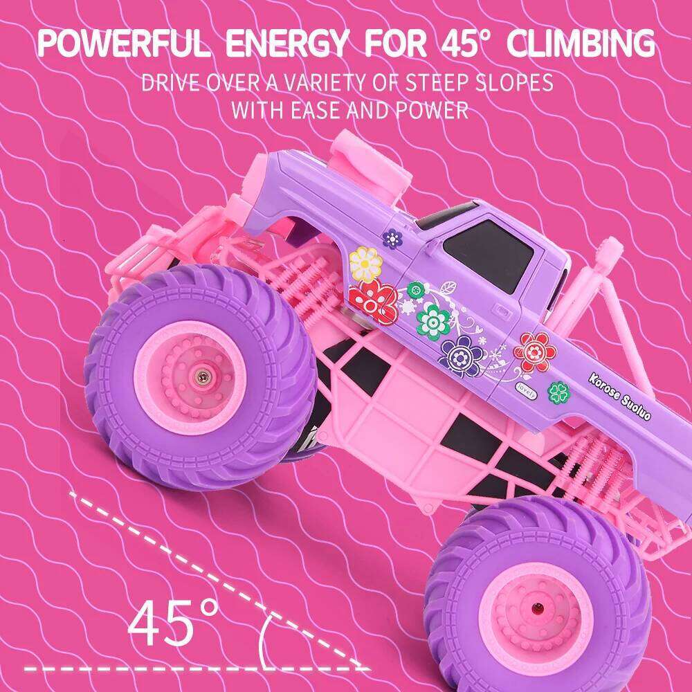Pink RC Car Pickup Truck Electric Climbing Drop-resistant Stunt Remote Control Toy For Children Party Gift Christmas Ornament C260305