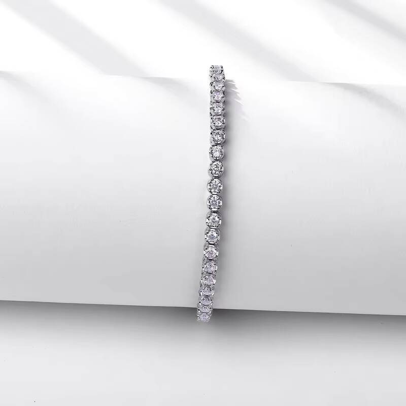 Fashion Unisex Jewelry 925 Sterling Silver White Gold Plated Chain Bracelet Charm Moissanite Tennis Bracelet for Women
