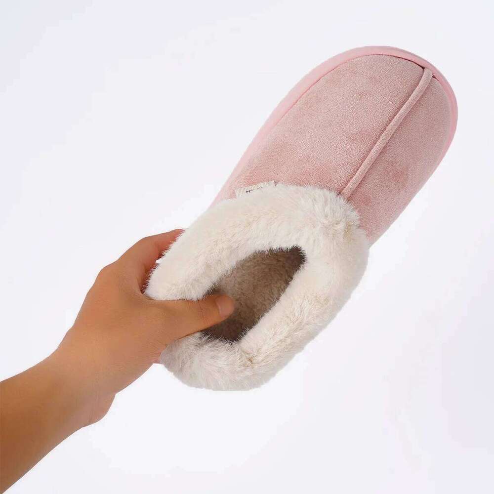 Litfun Fashion Winter Platform Fluffy House Cotton Women Shoes Couple Thick Sole Plush Slippers