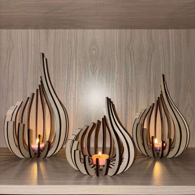 Artwork Streamline Wooden DIY Handmade Holder Decoration Ornament Candle Holder, Creating A Warm Atmosphere XJ260305