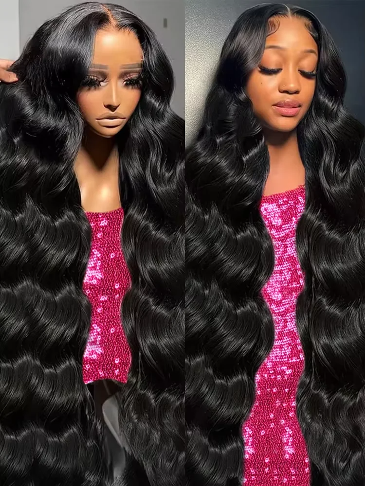 200 Density Brazilian Body Wave Lace Front Wig Black 13x6 HD Wet And Wavy Lace Frontal Wig 30 40 Inch Preplucked Human Hair Wigs