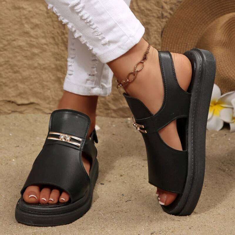 2026 Summer New Women's Classic Retro Fashion Sandals Casual Lightweight Non slip Open toed Soft Flat Shoes