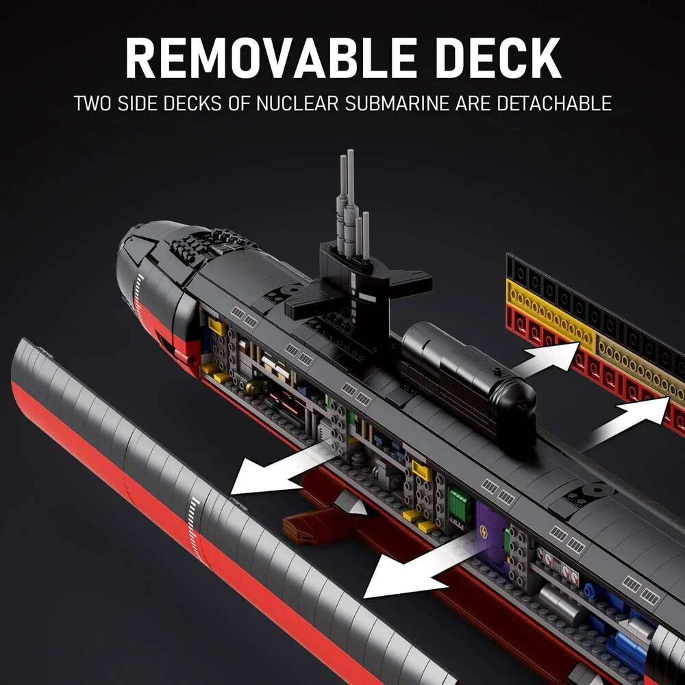 2988Pcs SSN-688 Nuclear Submarine Warship Blocks Model Military Battleship Building Toys Kits Gifts for Boys and Teens Z260306