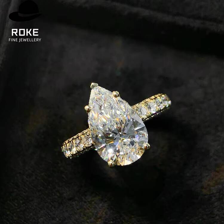 Pear-cut Lab-grown Diamond IGI Certified Prong-set Design Bespoke 9K-18K Gold 402ct Diamond Ring Bridal Jewellery Gift
