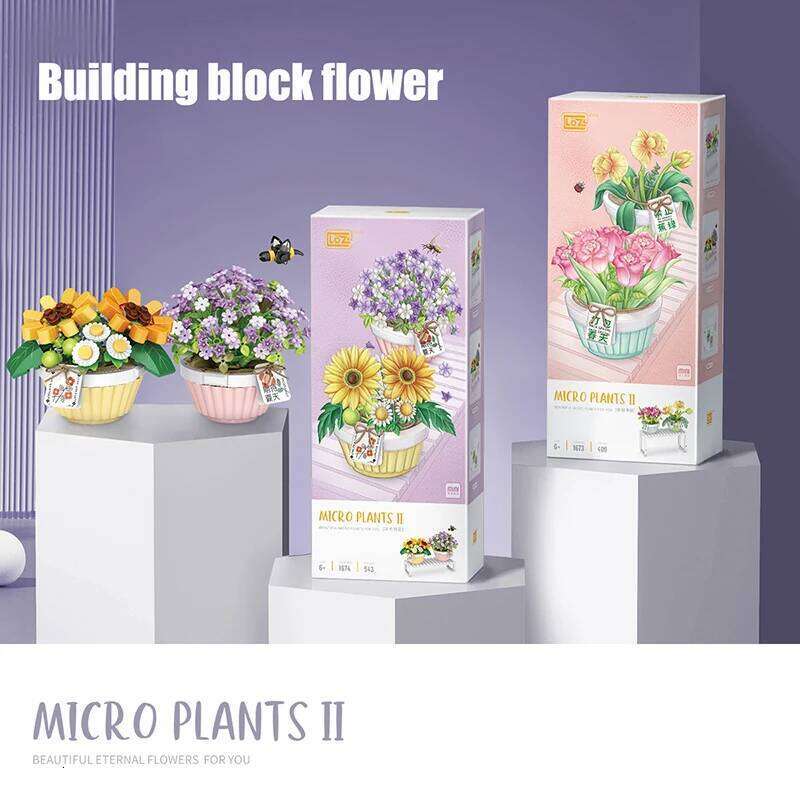 Creative Mini Flower Pot Building Blocks Green Plant Bouquet Small Bonsai Home Decoration Children's Educational Toys Girl Gift Z260306
