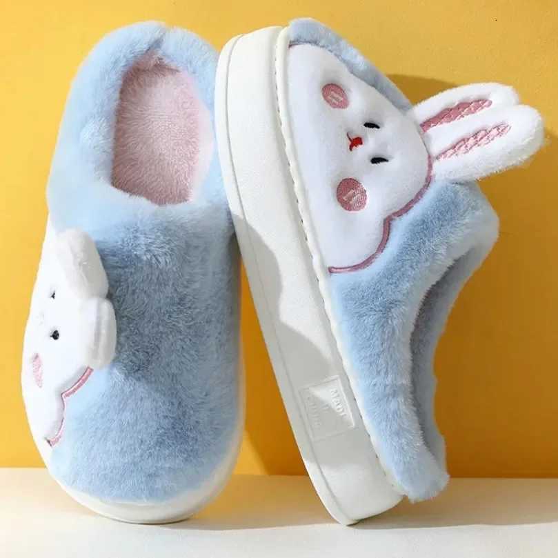 Slippers Women Warm Winter Rabbit bunny teddy Bear Kawaii Plush Contton Indoor Fuzzy Men Male Female Soft Home House Floor Shoe S260305