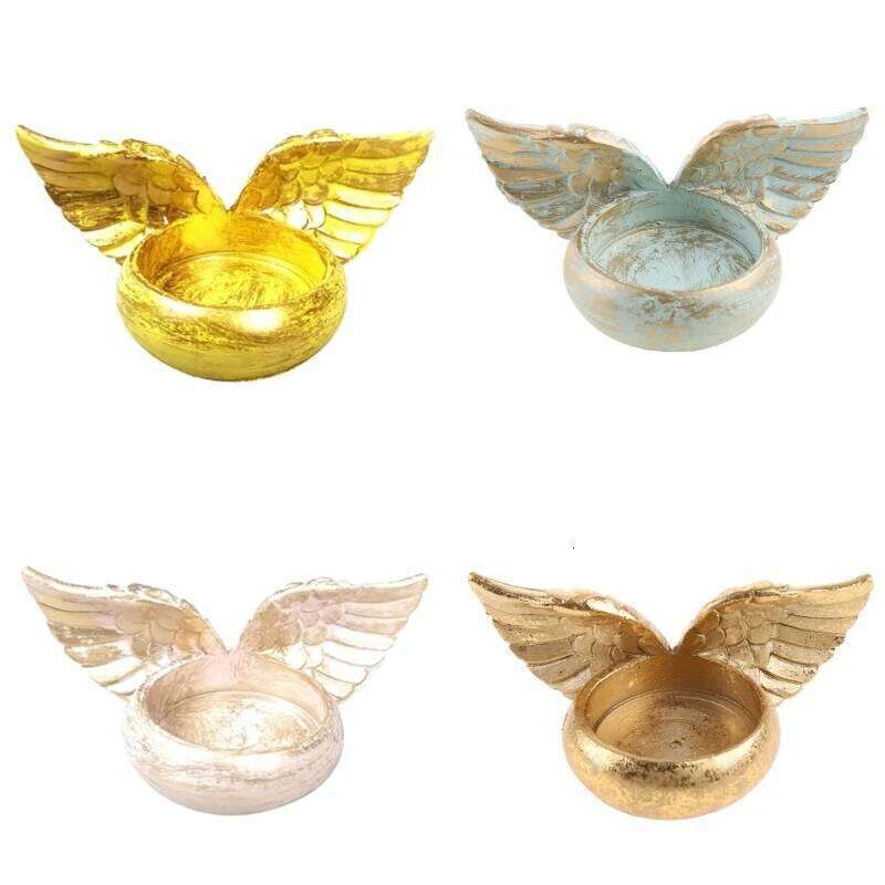 Angel Wings Candle Holder Resin Statue Decoration Prayer Candlestick for Home Wedding Christmas Church Memorial Gifts XJ260305