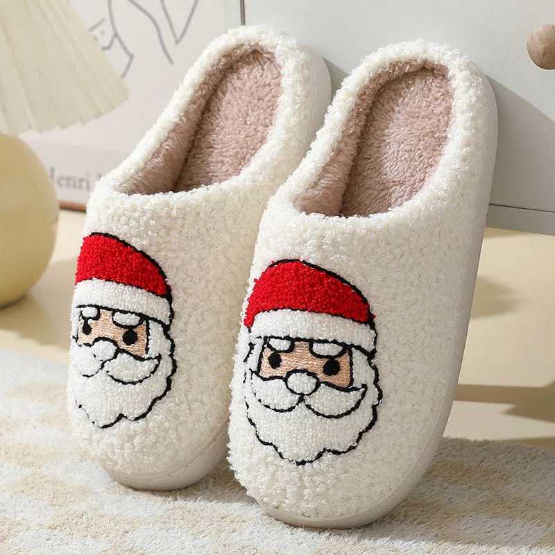 Christmas Women Slippers Cute Gingerbread Winter Warm Slides Couple Houseshoes Men Bedroom Flat Soft Sole Home Shoes for Gift S260305