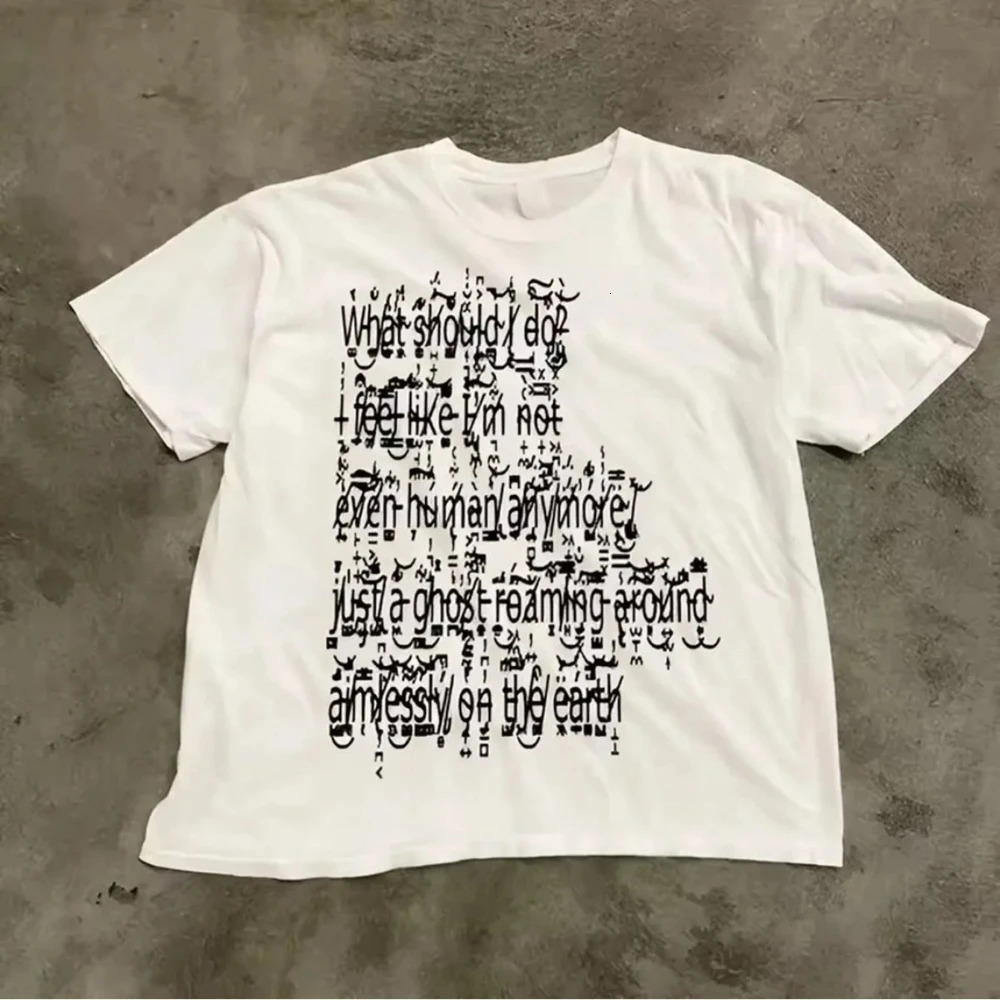 Y2K Gothic Grunge Cropped T-Shirt Oversized Retro 2000s Vintage Black Distressed Lettering Geometric Grunge Print Short Sleeve 260304