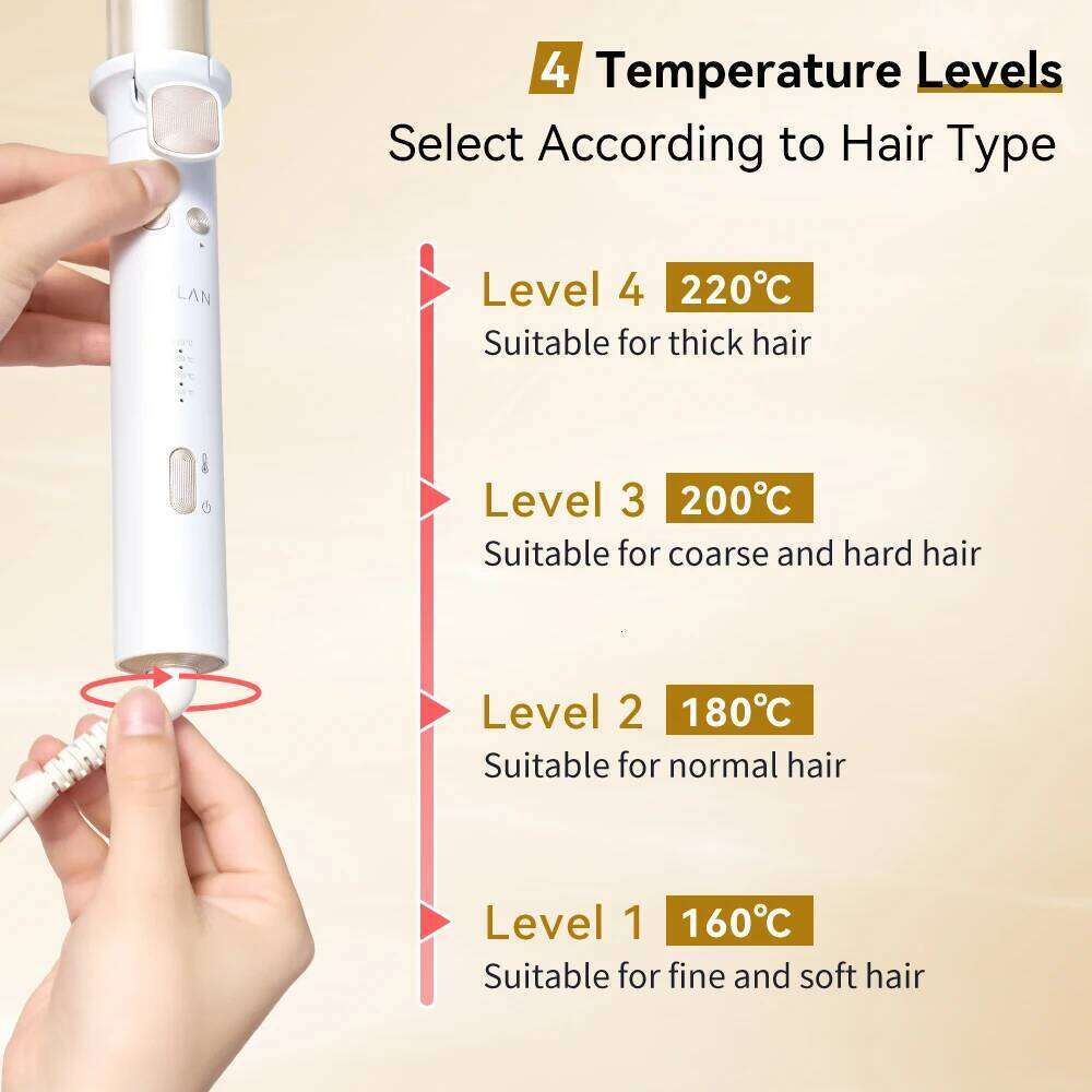 ANLAN Automatic Curling Iron 30s Fast Heating Smart Temperature Control Ceramic Coating Long Lasting Curls Rotary Hair Curler 26Y0306