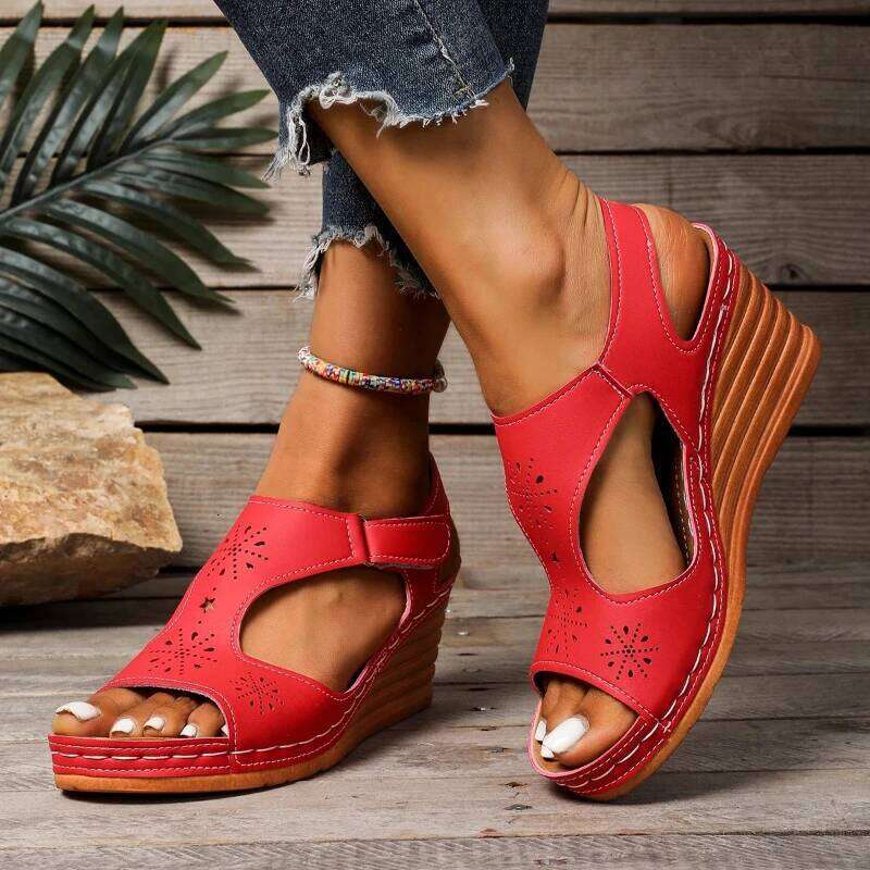 2025 Summer New Fashion Slope High Heel Sandals Elegant Casual Women's Shoes
