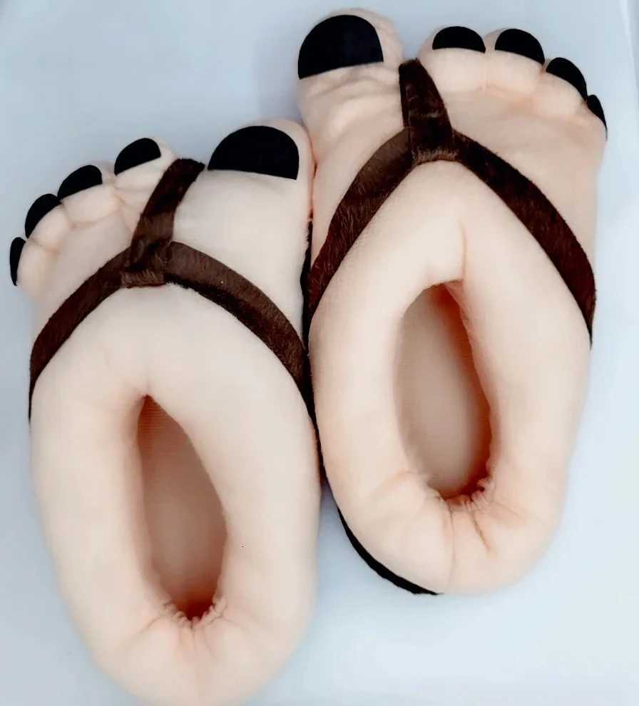 Funny Feet Claws Comfortable Plush Slippers Indoor Home Increase Men Women Winter Warm Cotton Slider Five Finger Cosplay Shoes S260305
