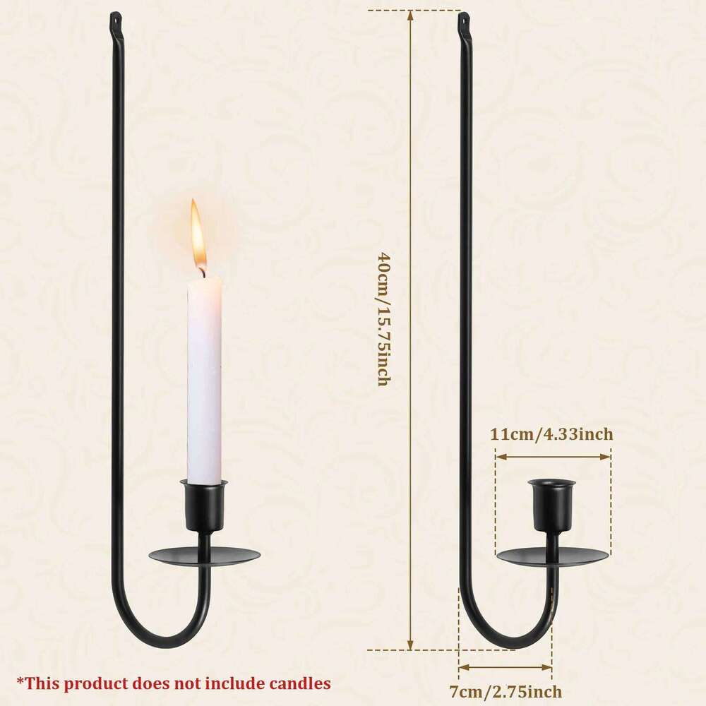 2pc Metal Candlestick Wall Art Iron Holder Ornaments L Shape Hang Candle Sconce for Bedroom Dining Living Room Decor XJ260305