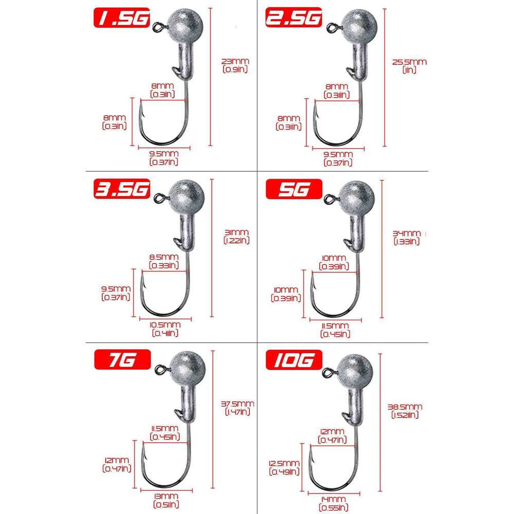 10Pcs/5Pcs Jig Crank Hooks 1.5g-14g Jigging Hook Round Ball Head Barbed Fishhook Pike Carp Fishing Tackles Y260305