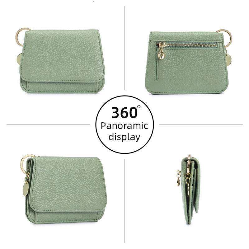 Women Genuine Leather Slim TriFold Wallet Credit Card Holder With Zipper Coin Pouch, ID Window & Keychain C260304