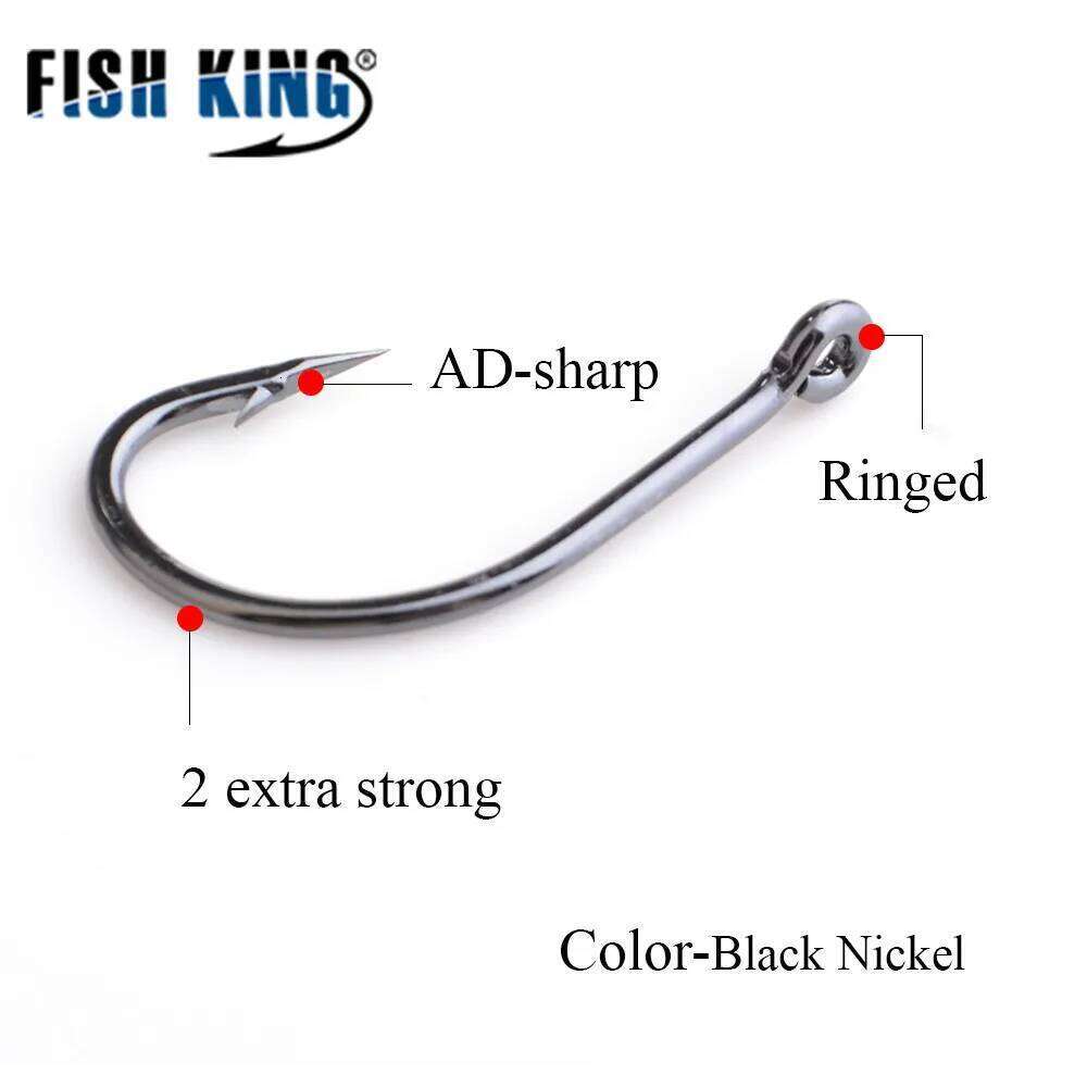 FISH KING 10-30Pcs Carp High Carbon Steel Fishhook Black Nickel Fish Hook Ringed Bait Holder Fishing Accessories S260305