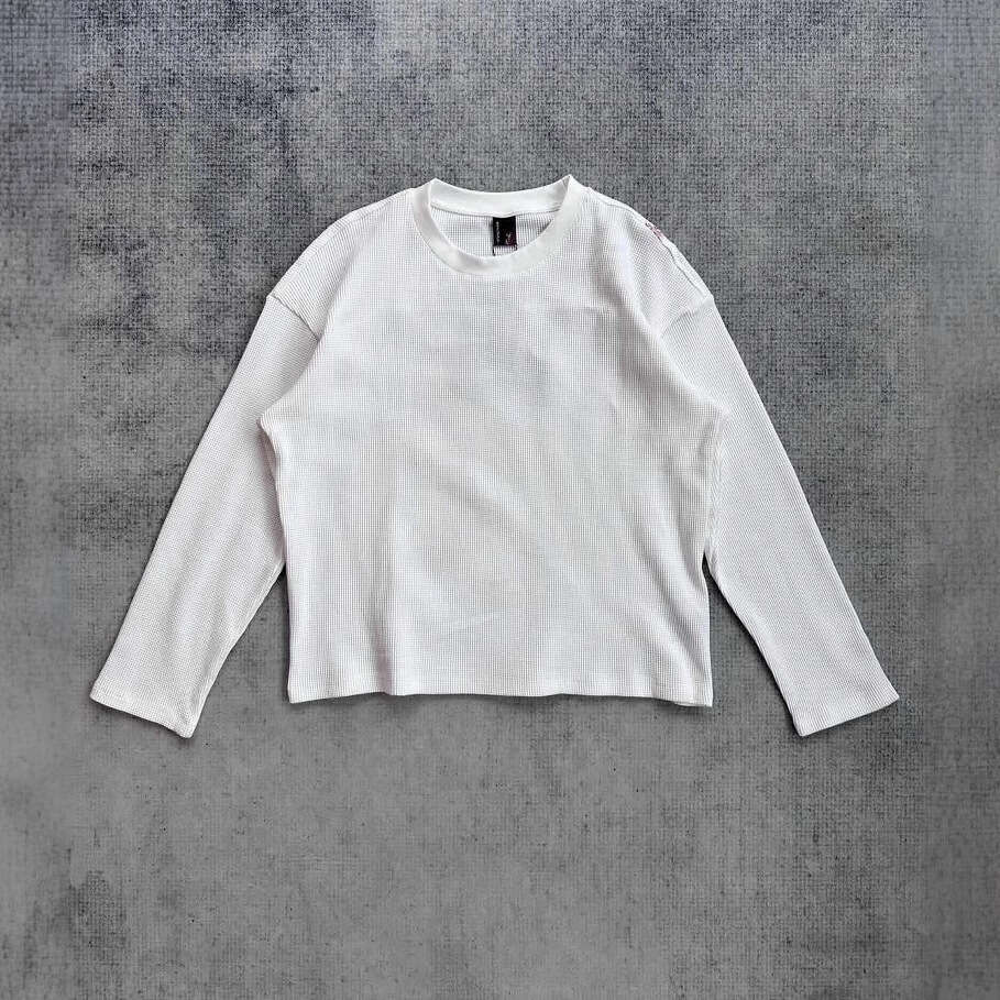 European and American cross-border Amazon plum blossom embroidered T-shirt for men, high street style, loose fit, casual, white, round neck, long slee