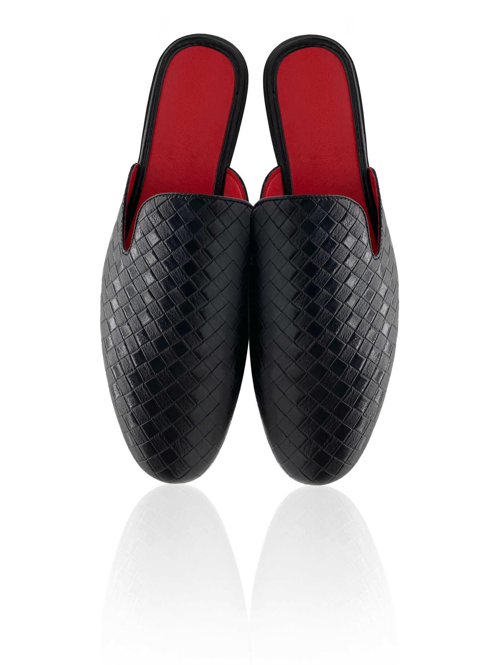 Dress Shoes Lace Up Shallow Flat-bottomed Cut Shoes Mid Black Shoes Leather Slippers Red Bottom Flat-bottomed Heels